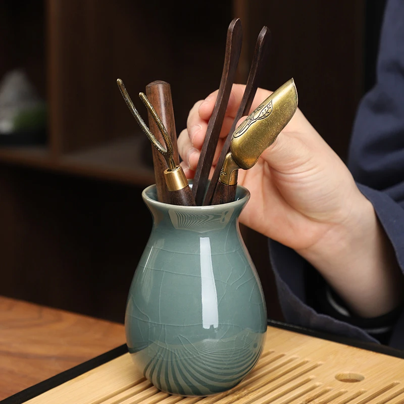 哥窑茶道六君子套装功夫茶具配件泡茶工具大全茶针茶则茶勺养壶笔
