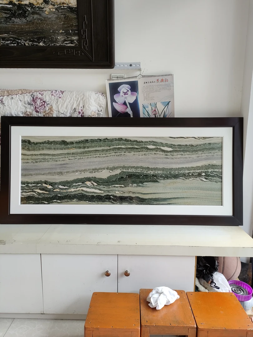 油画石挂屏《夏绿》、66X148厘米