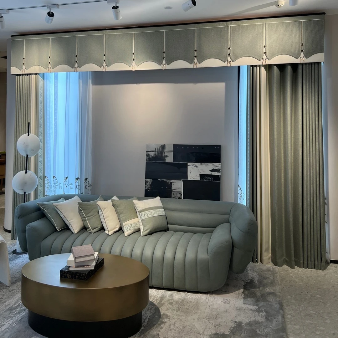 2022最新爆款只此青绿，加厚色织粗麻呢窗帘，现代极简侘寂