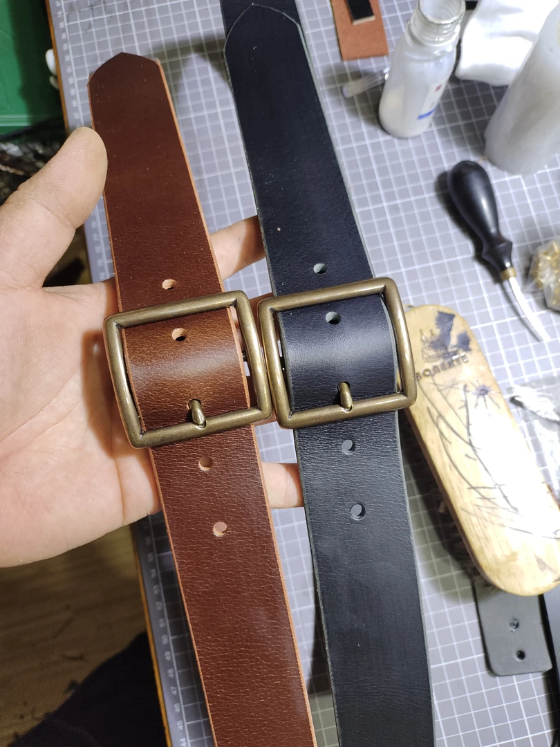 小贝同款纯手工头层牛皮美式复古腰带休闲皮带年轻人潮纯铜扣头