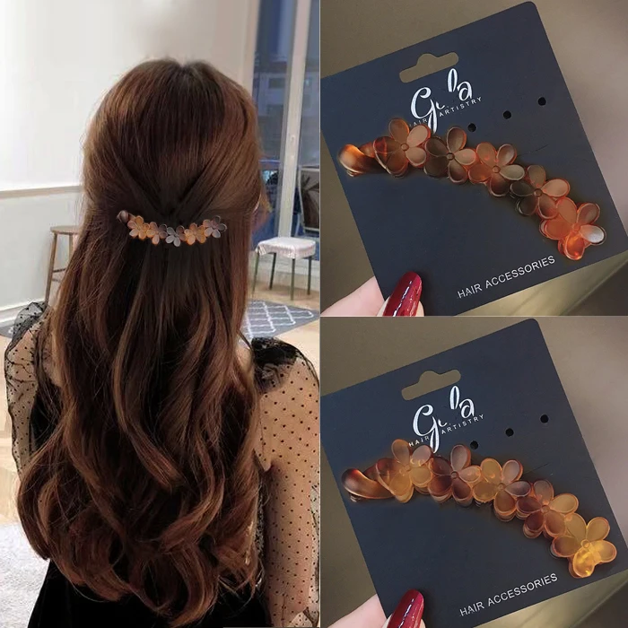 韩式花朵香蕉夹扭夹时尚发卡马尾发夹大号香蕉夹八字夹