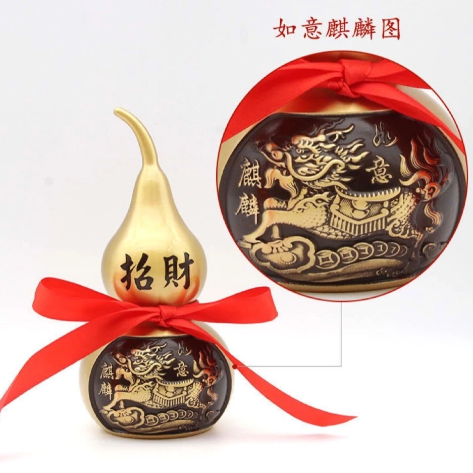 黄铜麒麟开盖葫芦小号挂件家居摆件