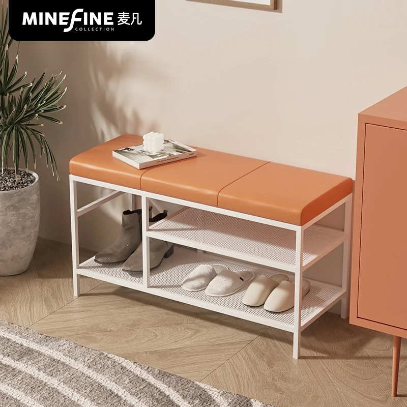 MineHouse 换鞋凳家用门口一体穿鞋凳长条软包入户鞋架多层收纳凳
