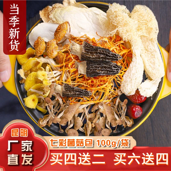 【买六送四】菌菇包云南七彩菌汤包100克装多种菌菇搭配云南发货