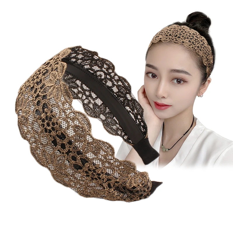 遮白发头饰薄款发带短发发饰女新款头箍发卡蕾丝宽边发箍