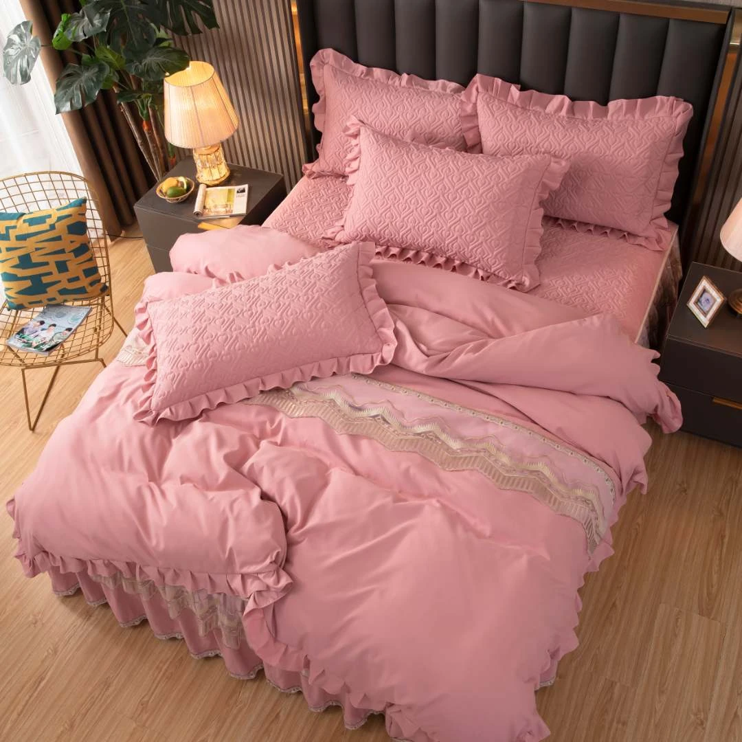 艾伊琳 【品质爆款】2024新款蕾丝花边床裙定位款四件套-四季可用