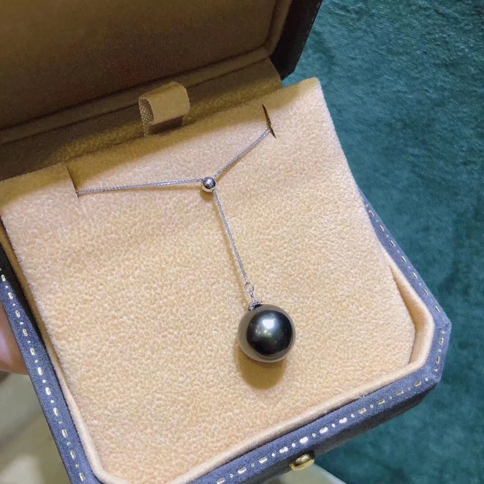 18k金大溪地黑珍珠 9-10mm Y字调节项链经典百搭