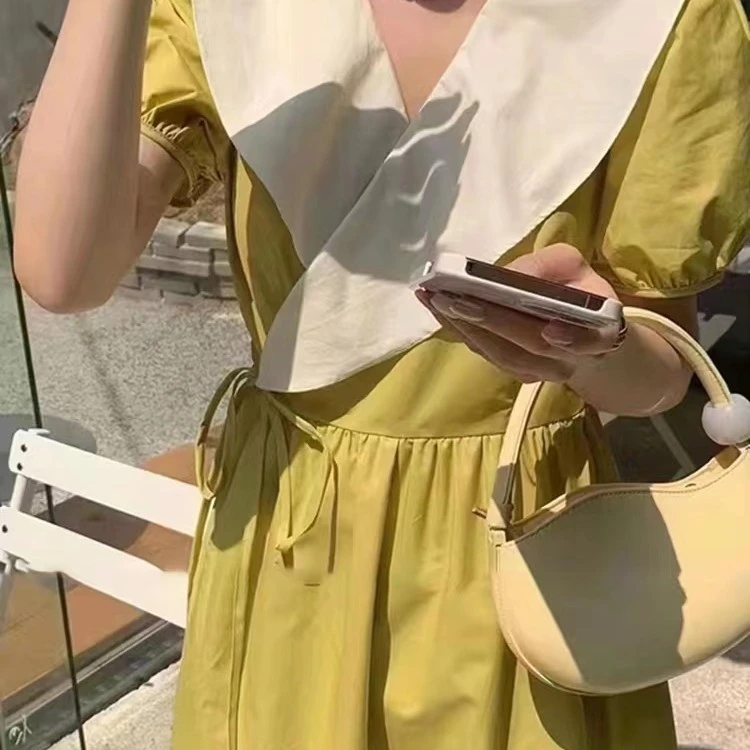 荷叶边领一片式绑带连衣裙叫号拍