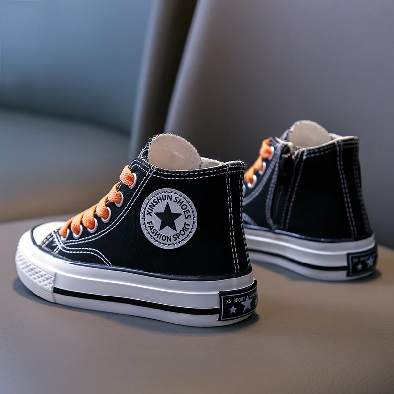 儿童高帮帆布鞋男童鞋子女童布鞋春秋小童板鞋2022年春季新款春款