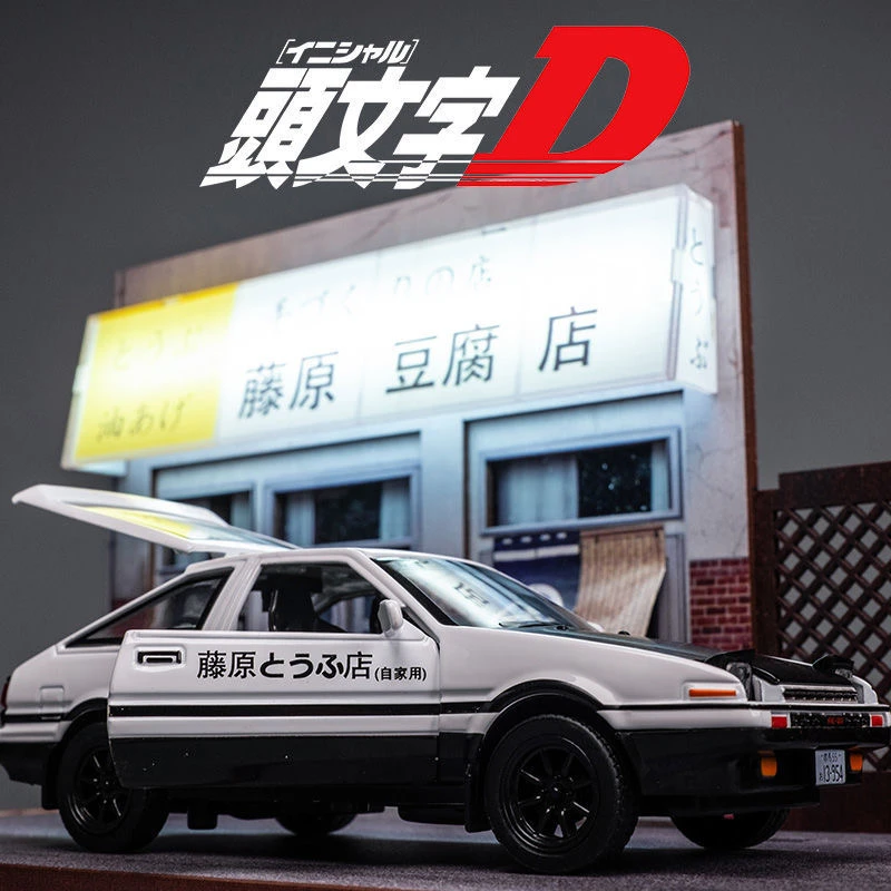 头文字D丰田1:32AE86 合金属汽车模型仿真声光回力儿童玩具车