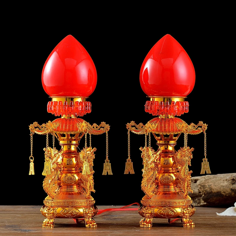 电蜡烛LED长明灯家用财神灯一对灯座烛台摆件插电电源蜡烛灯