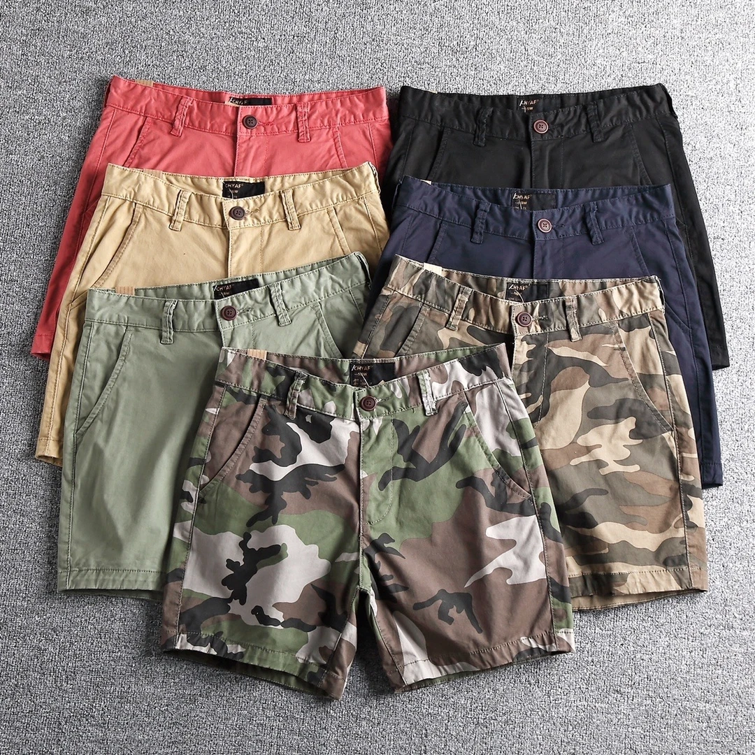 休闲短裤男潮棉修身迷彩三分四分裤夏季潮牌弹力3分4分裤超短裤