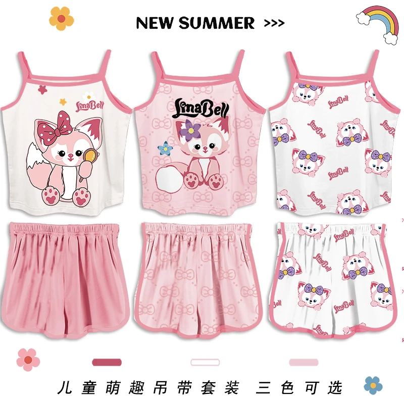 儿童睡衣夏季薄款女童纯棉小女孩亲子母女吊带背心家居服套装夏天