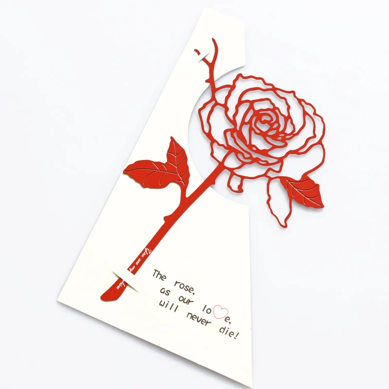 玫瑰花书签金属送情侣DIY刻字礼品礼物送友人情人节定制同学礼品