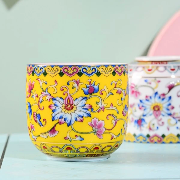 【成艺】柒彩珐琅中直口杯6色茶杯高档大容量品茶杯中式功夫茶具