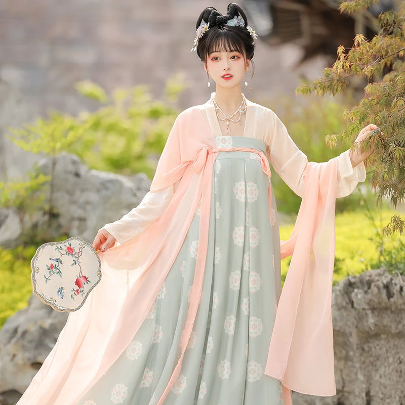 汉庭记原创汉服女【长安行】唐风复原齐胸一片式衫裙印花薄款夏季