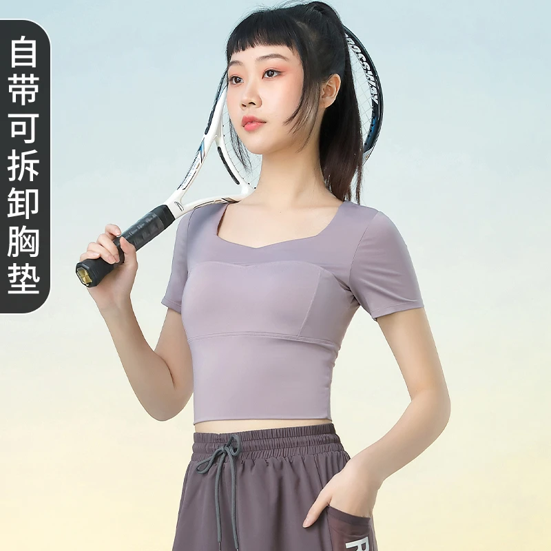 瑜伽服上衣女春夏修身显瘦透气速干衣户外跑步服专业健身训练短袖