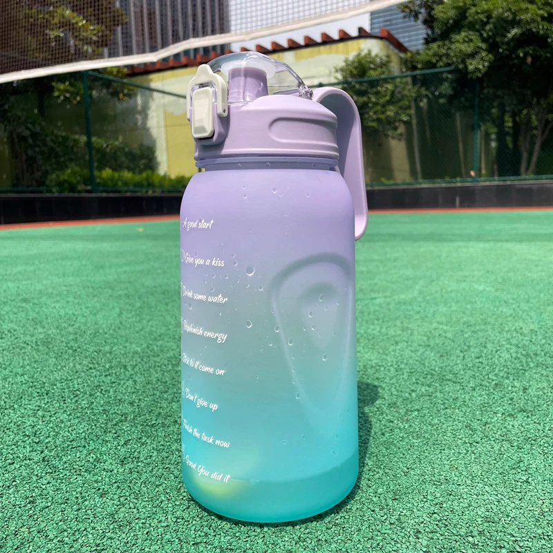 塑料杯水杯学生高颜值便携户外运动大水杯 大容量吨吨桶健身水壶