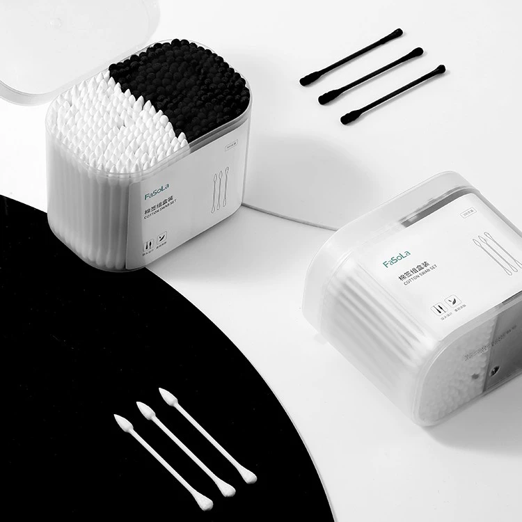 FaSoLa双头棉签盒装一次性清洁棉棒家用细尖圆小头掏耳化妆棉签棒