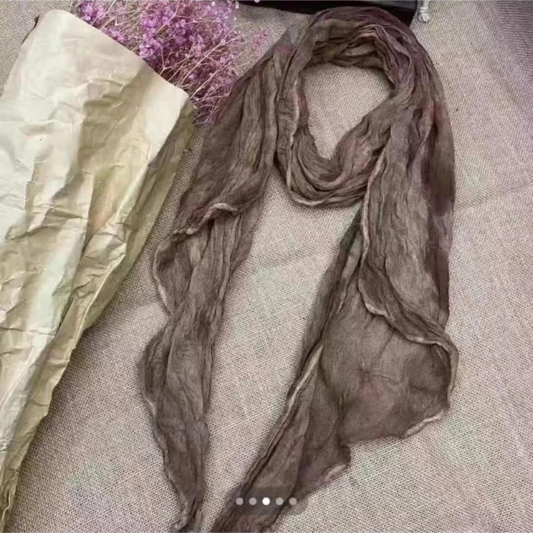 炒色砂洗复古柔软舒服亚麻扎染三角巾