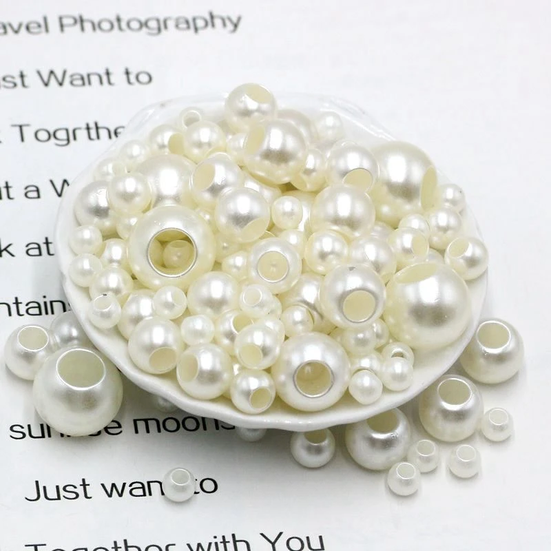 【买多少送多少】大孔珠子ABS仿珍珠直孔有孔手工DIY串珠饰品配件