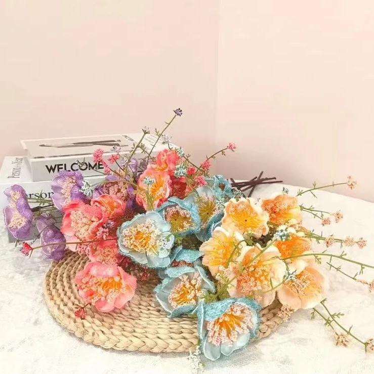 高档杜鹃粉蝶花束客厅装饰简约餐桌摆设摆件艺术婚礼家居时尚