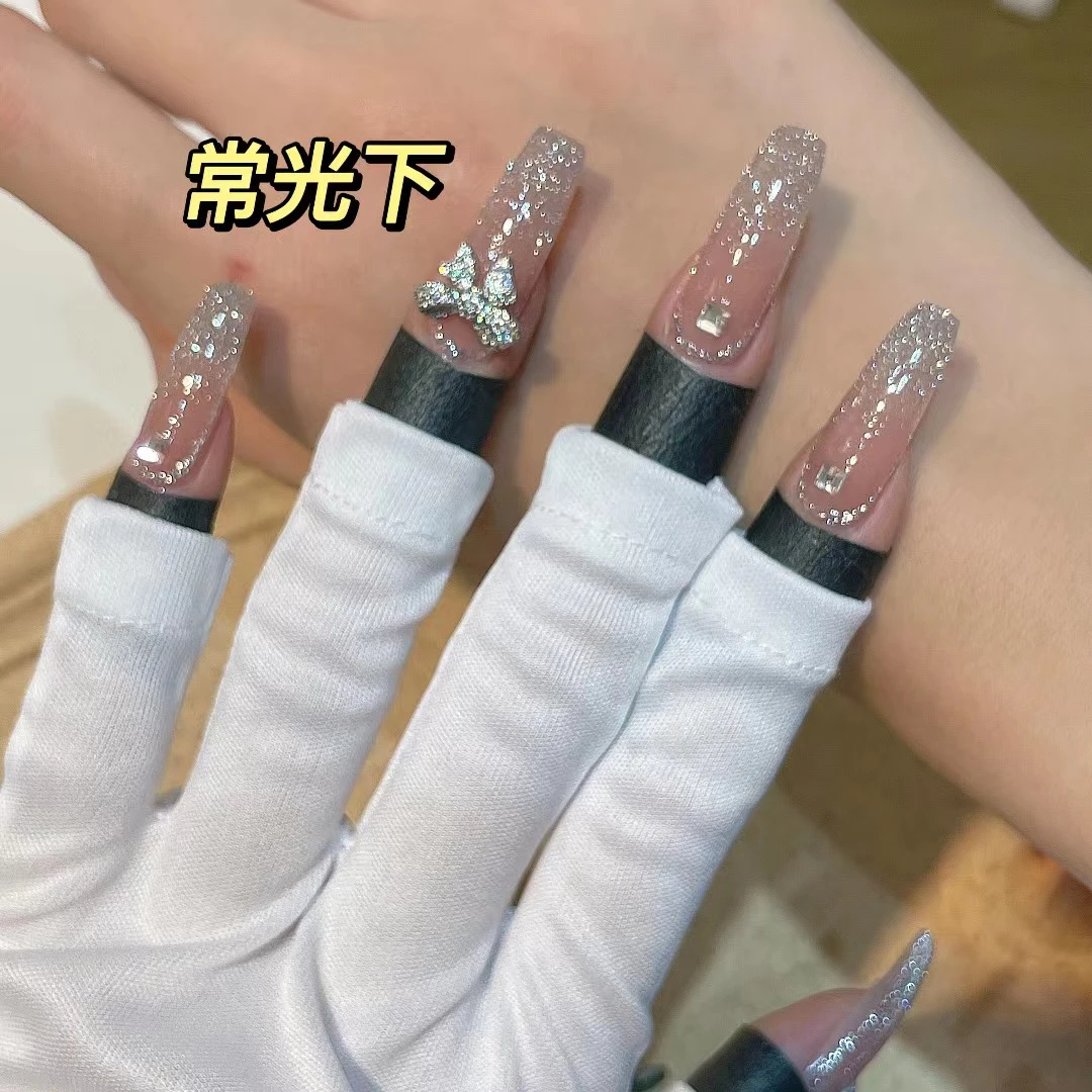 美甲碎钻蹦迪胶 反光碎钻胶 果冻裸2号 显白美甲 甲油胶需要照灯