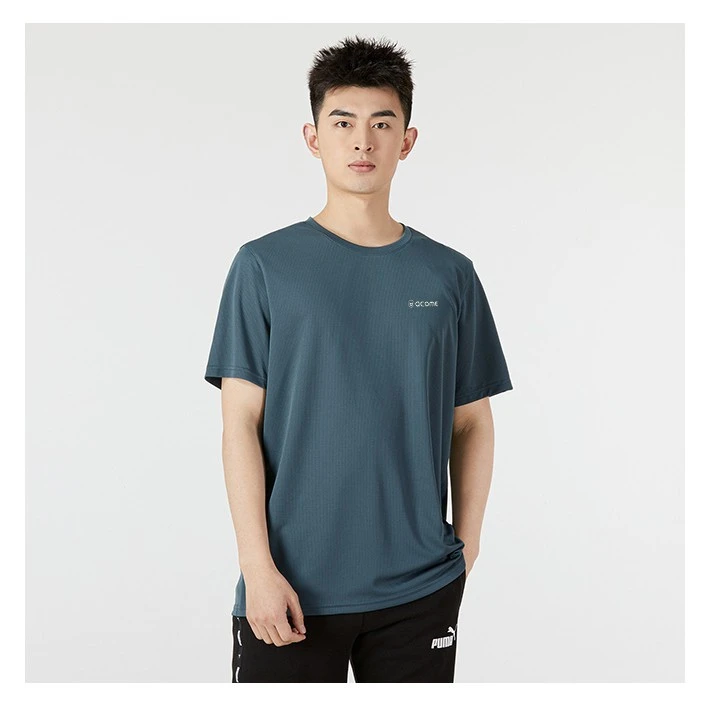 阿珂姆速干弹力透气夏季健身功能T恤轻薄短袖运动衫圆领上衣宽松