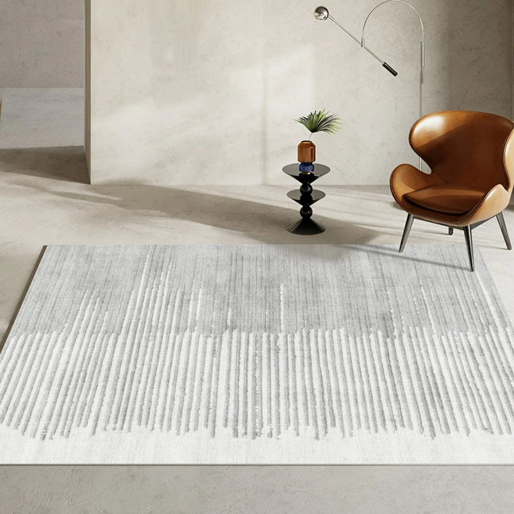 【浅滩】侘寂风日式客厅地毯卧室轻奢床边毯现代简约条纹茶几地垫