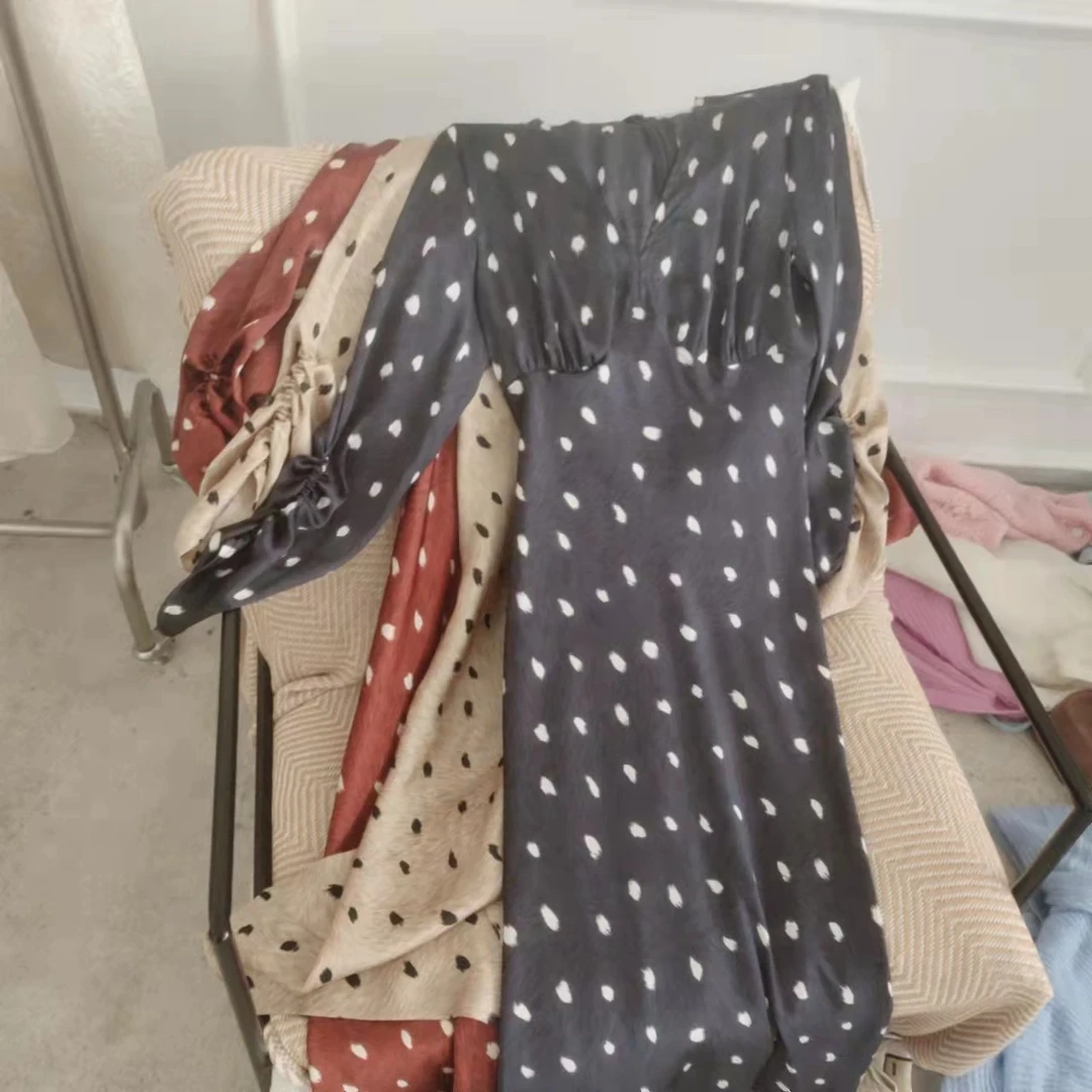 323089波点法式连衣裙款新款收腰显瘦长裙春夏超显瘦连衣裙时尚