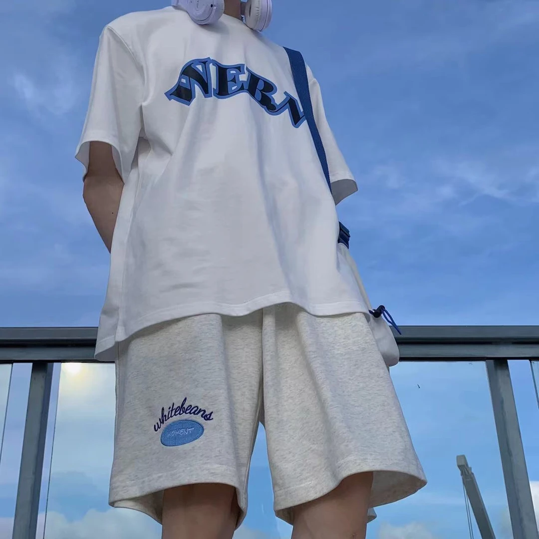白豆的制衣间WHITEBEANS原创印花ins圆领短袖字母潮牌宽松重磅T恤