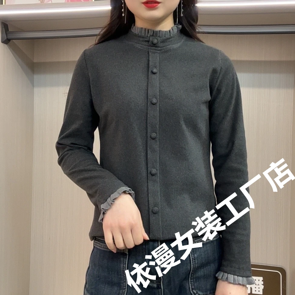 秋冬双面绒圆领打底衫2025新款长袖针织女洋气质纯色显瘦百搭休闲