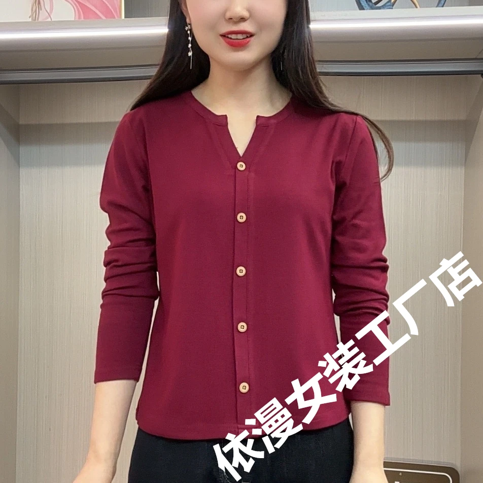 秋冬新款长袖t恤磨毛加厚打底女洋气质时尚百搭纯色宽松显瘦遮肉