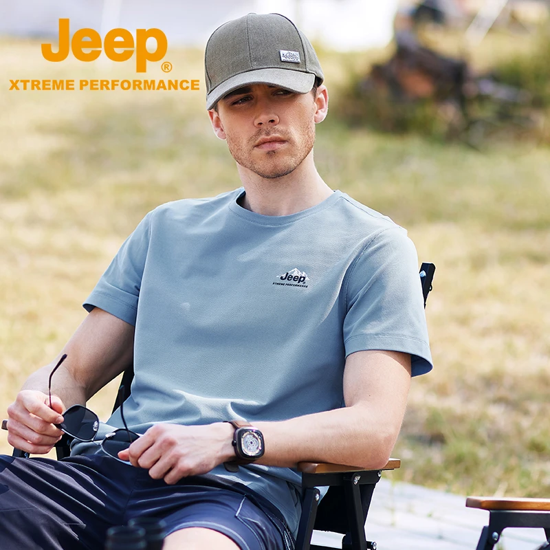 JEEP/吉普速干圆领短袖男士夏季防紫外线遮阳防晒UPF50+潮流T恤