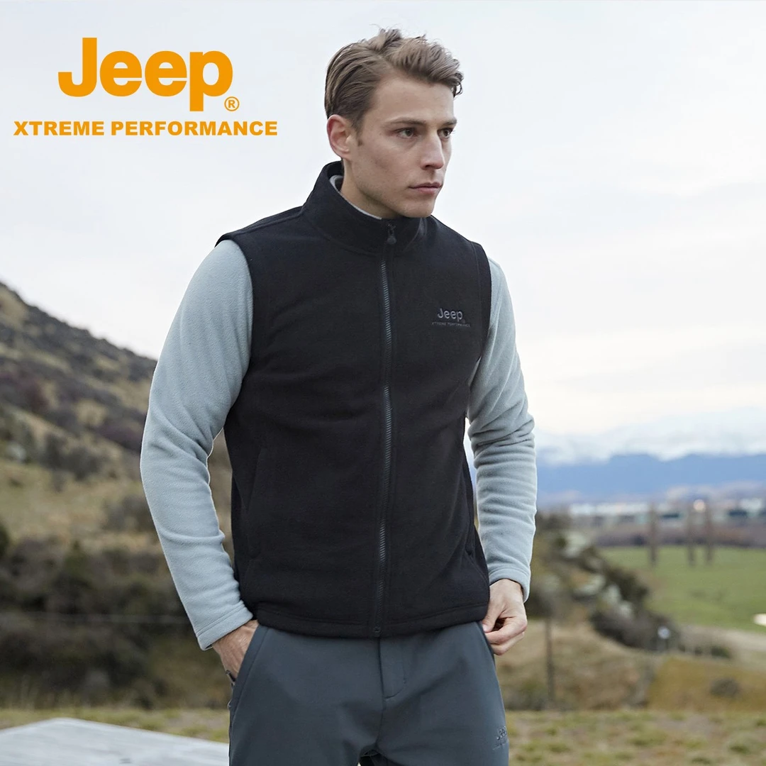 JEEP/吉普户外运动保暖透气男士摇粒绒立领抓绒马甲J932094979