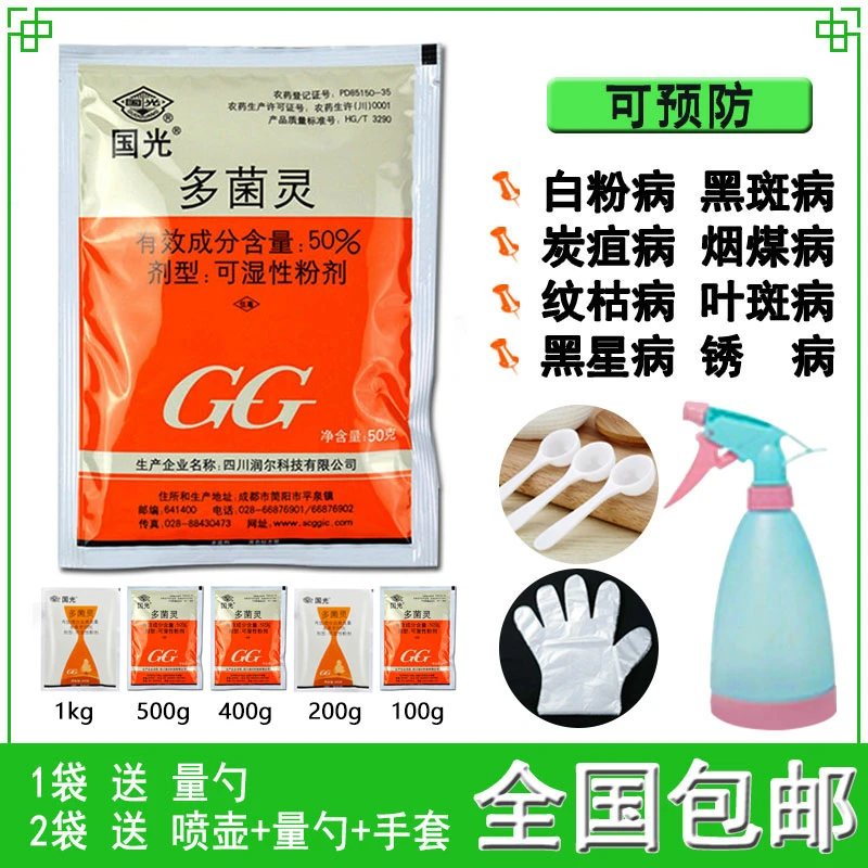 国光多菌灵植物叶斑病月季黑斑病多肉白粉病杀菌剂灭菌灵通用花药