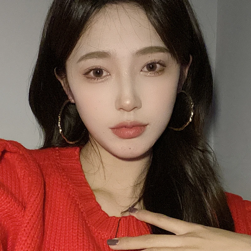 oushipei/欧诗佩 铜合金耳饰 网红夸张时尚百搭几何圆圈耳环女