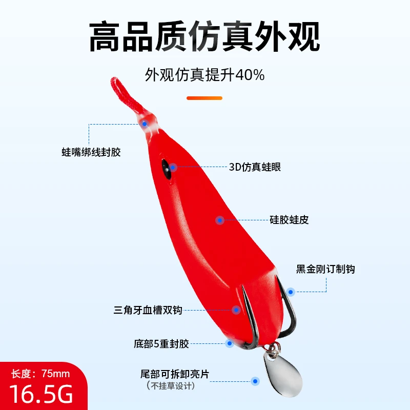 北溟鱼新款雷蛙远投重草雷强黑鱼专杀路亚饵仿生改装亮片双钩蛙