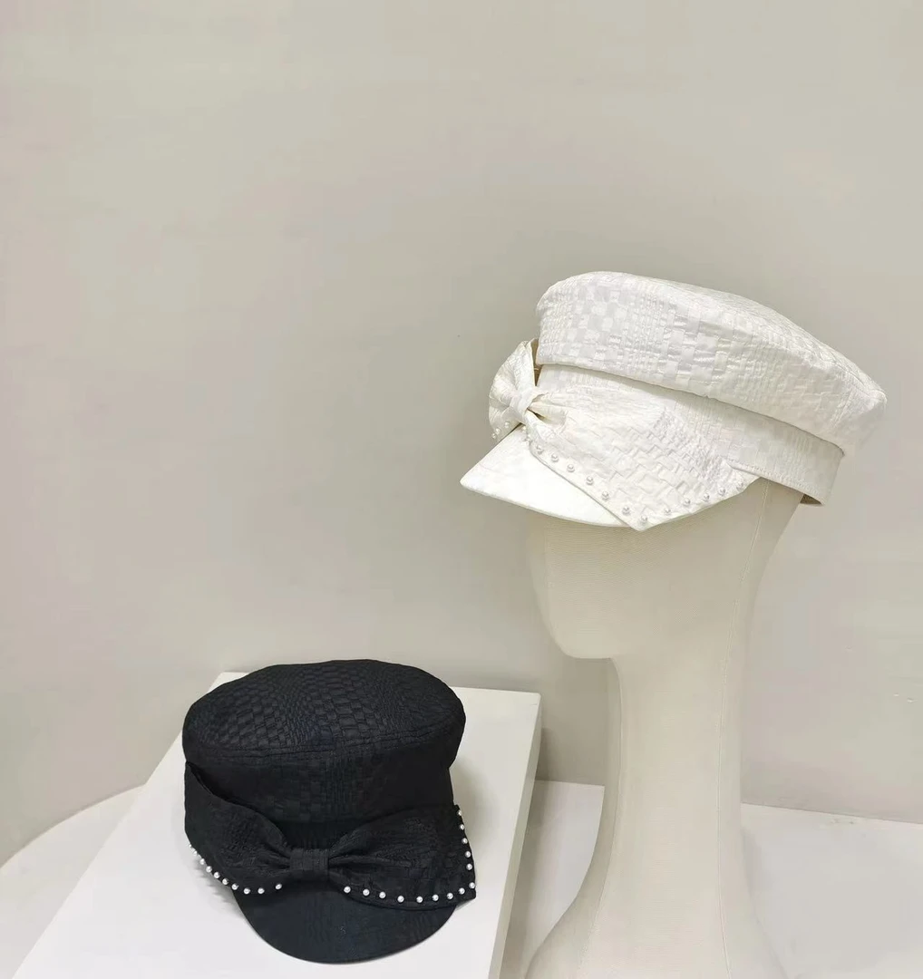 帽之都柜柜里清薄手工钉珠蝴蝶结工装帽22578