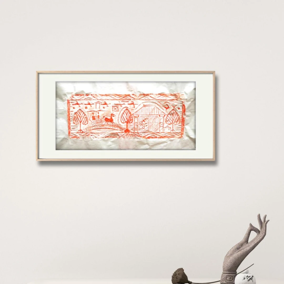 家居装饰画《车马荣归图》净画面47X18Cm用纸70X70㎝中式