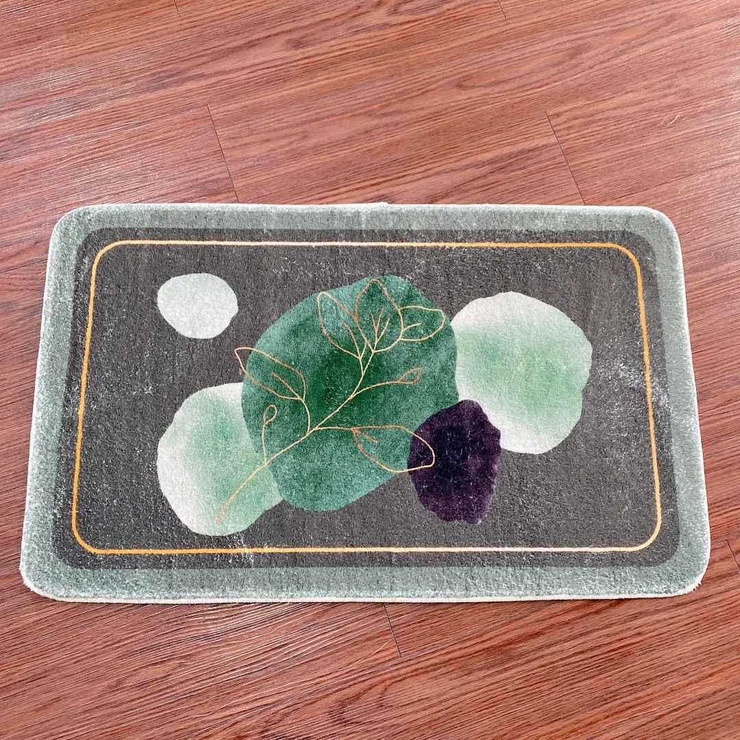 仿羊绒BY1079【艺术金叶】简约家用浴室吸水防滑地垫卫生间门口地毯