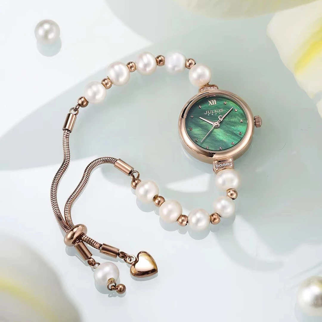 Julius/聚利時手表女百搭气质潮流轻奢珍珠防水女士手表1346