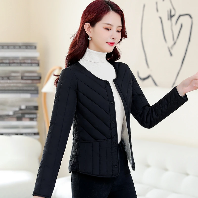 加绒加厚内胆棉衣女打底内穿小棉袄短款黑色棉服女大码冬季时尚潮
