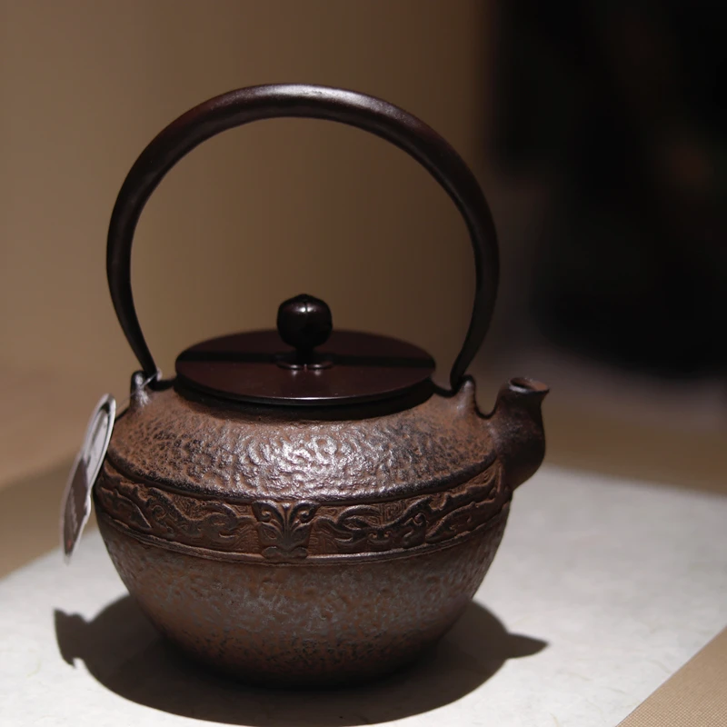 容量约1300毫升 日本京都松寿堂造雨龙铁壶 原装进口煮水铸铁壶