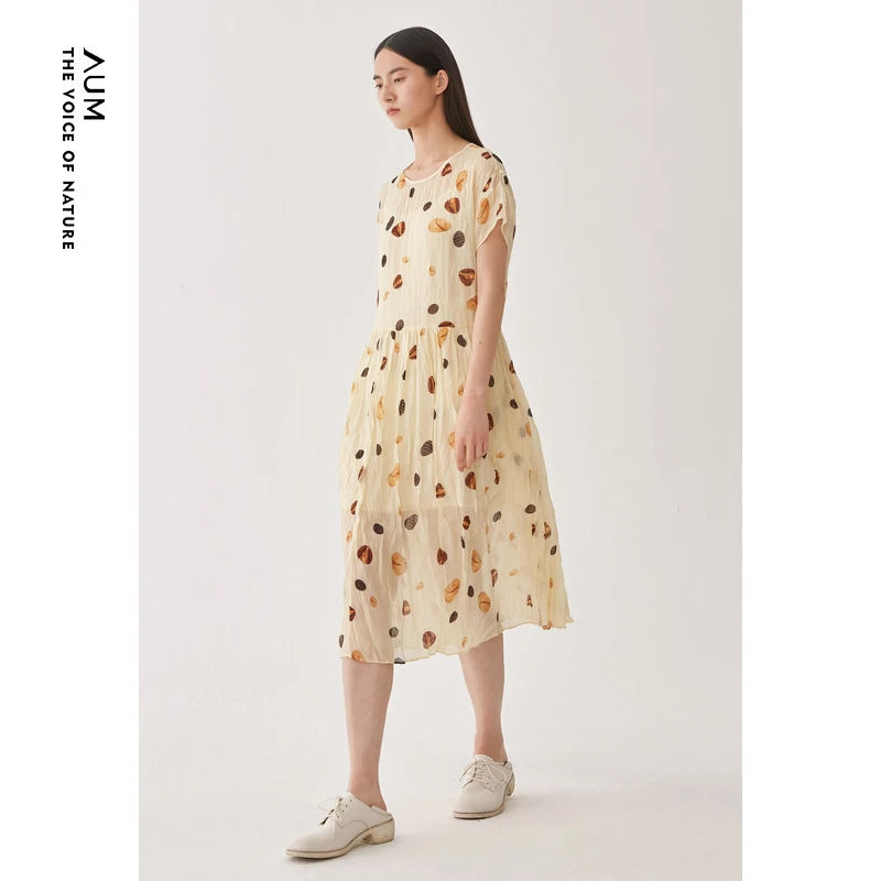 AUM/噢姆【艾钱钱精选】AUM/噢姆复古时尚通勤印花连衣裙MABW28006