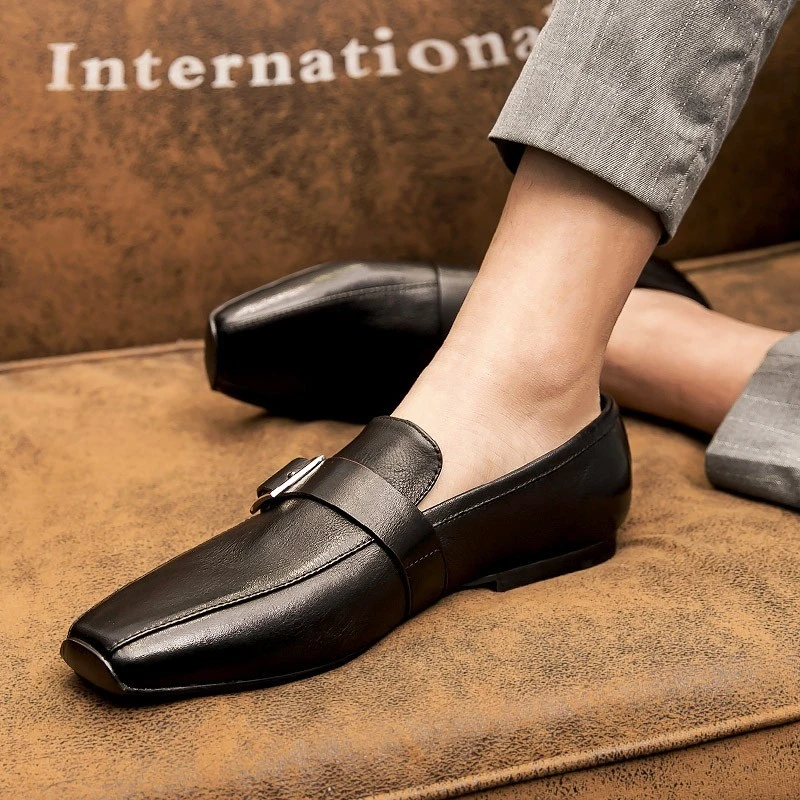 皮鞋男真皮新款英伦时尚休闲男鞋潮流百搭男士小皮鞋韩版豆豆鞋男