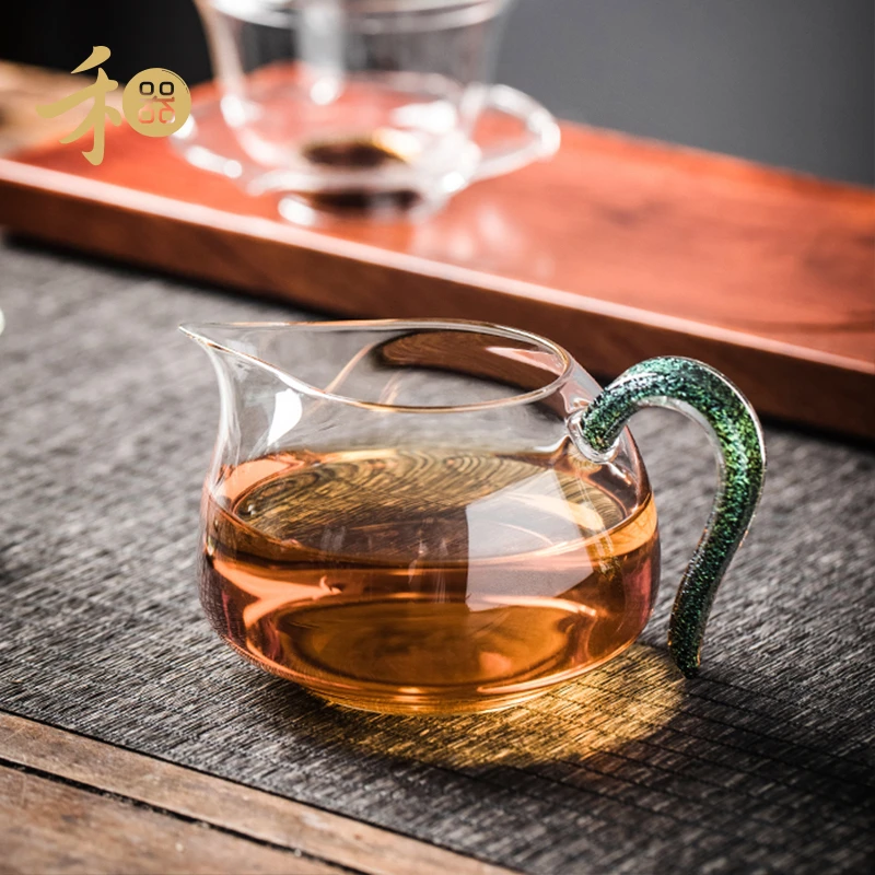 禾器玻璃公道杯炫彩淡然公杯汝窑红大容量耐高温高档茶海匀杯