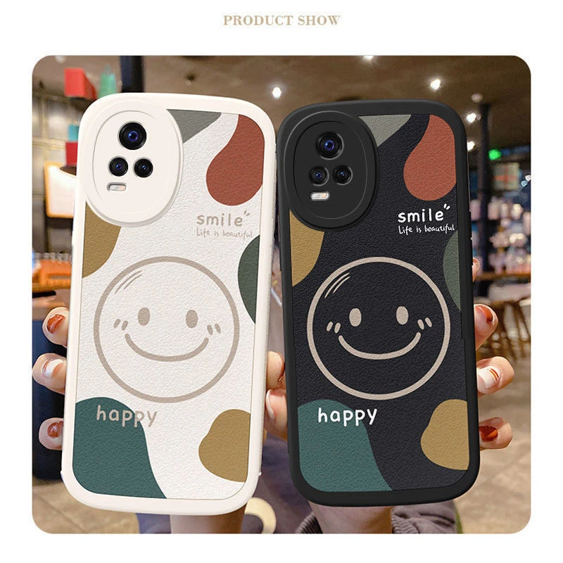 vivos7手机壳iQOO7网红同款时尚软壳s7t新款小羊皮保护套笑脸潮壳