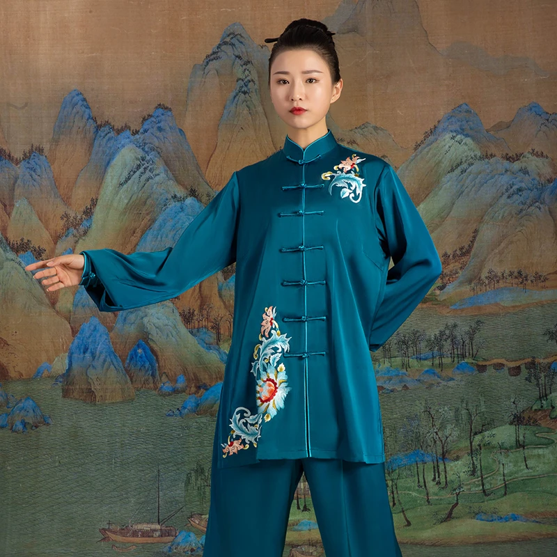 中式夏季服装演出服春秋茛苕纹新款太极服 表演武术拳高端服