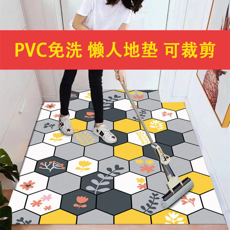 PVC可擦擦洗免洗地垫客厅入户进口门垫过道门厅玄关厨房满铺脚垫
